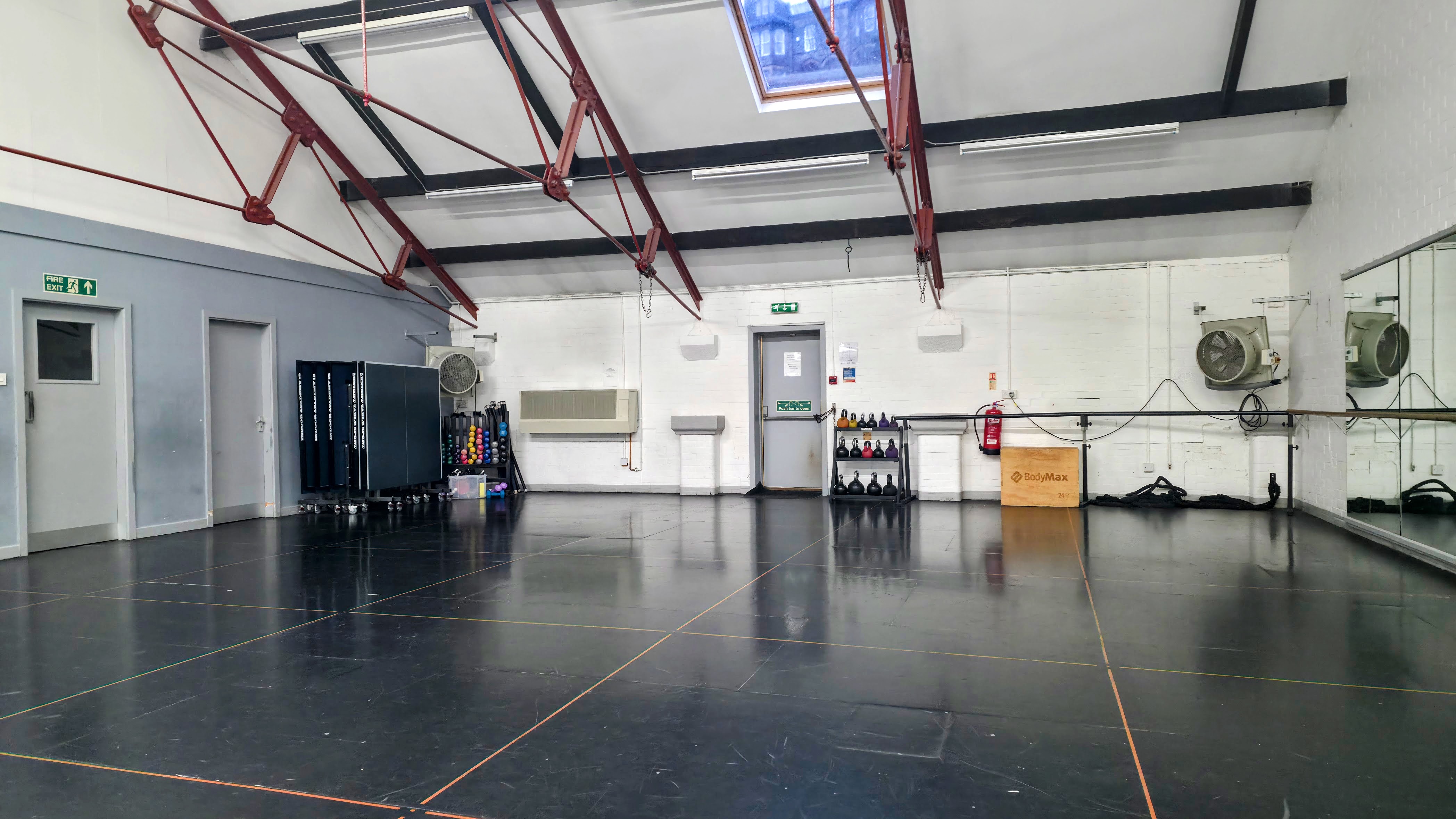 Large open studio space for group classes